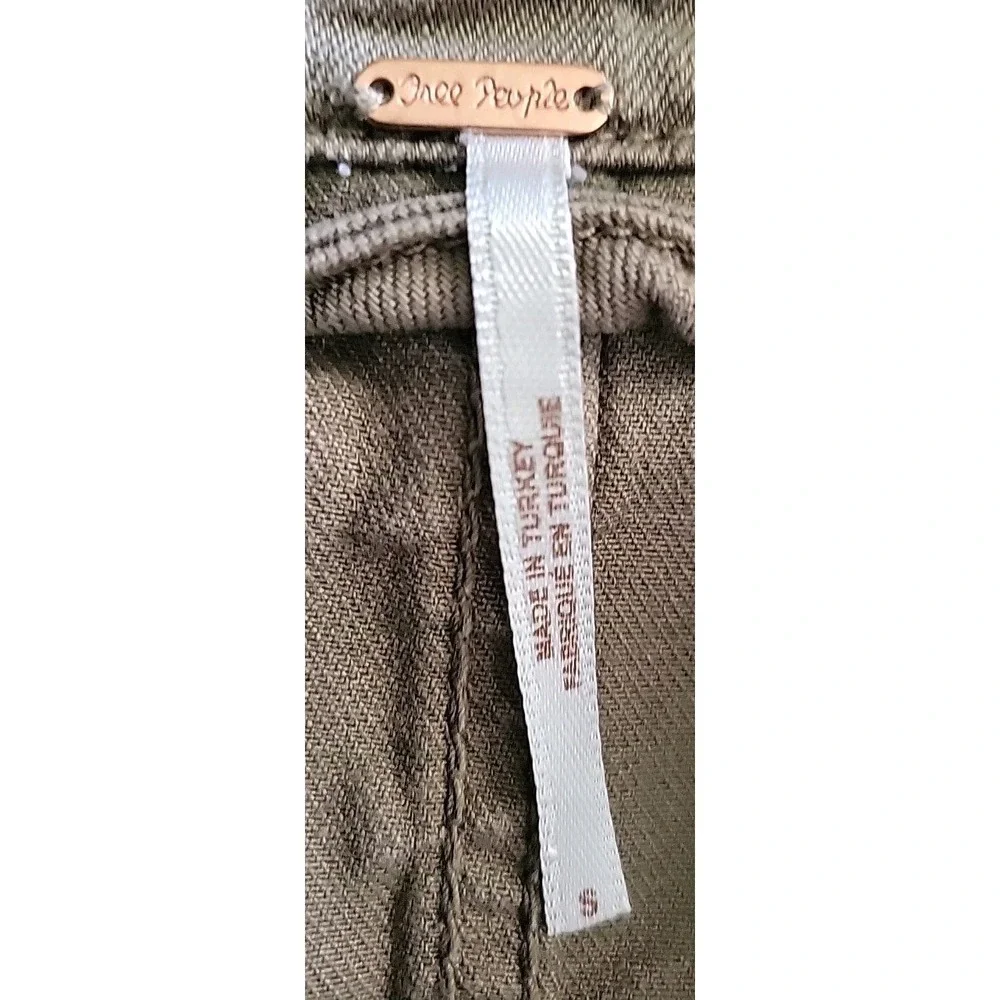 Free People Moonchild Denim Jacket Womens Large Army Green Distressed Size Small - Picture 9 of 14